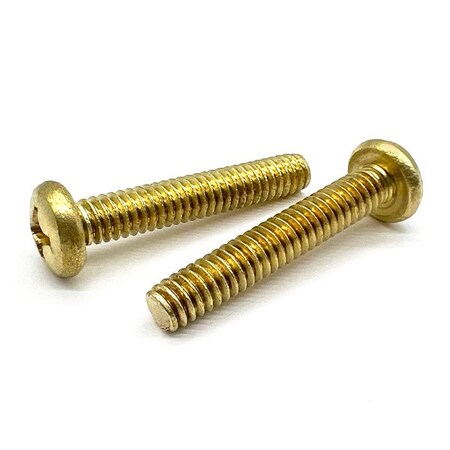Boltsandnuts.Com #8-32 x 2 in Phillips Pan Machine Screw, Plain Brass, 50 PK 8C200PPHMSB-50